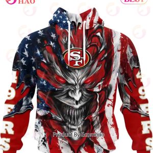 San Francisco 49ers Demon Face American Flag 3D Unisex Hoodie