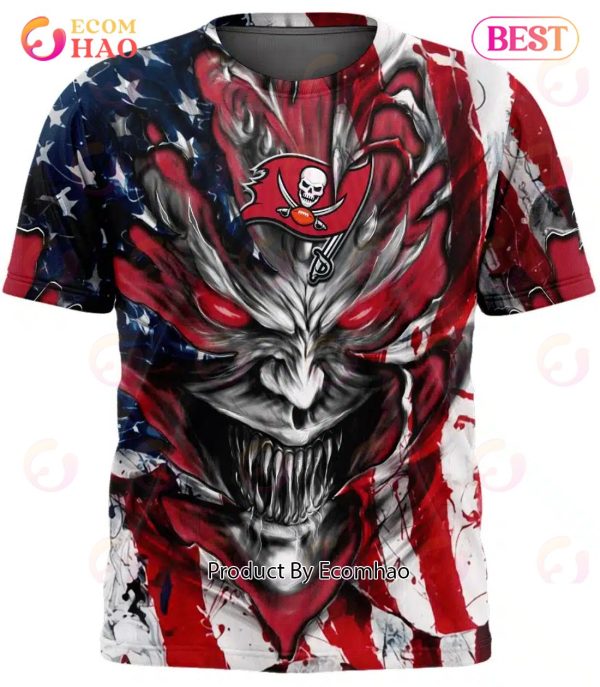 Tampa Bay Buccaneers Demon Face American Flag 3D Unisex Hoodie