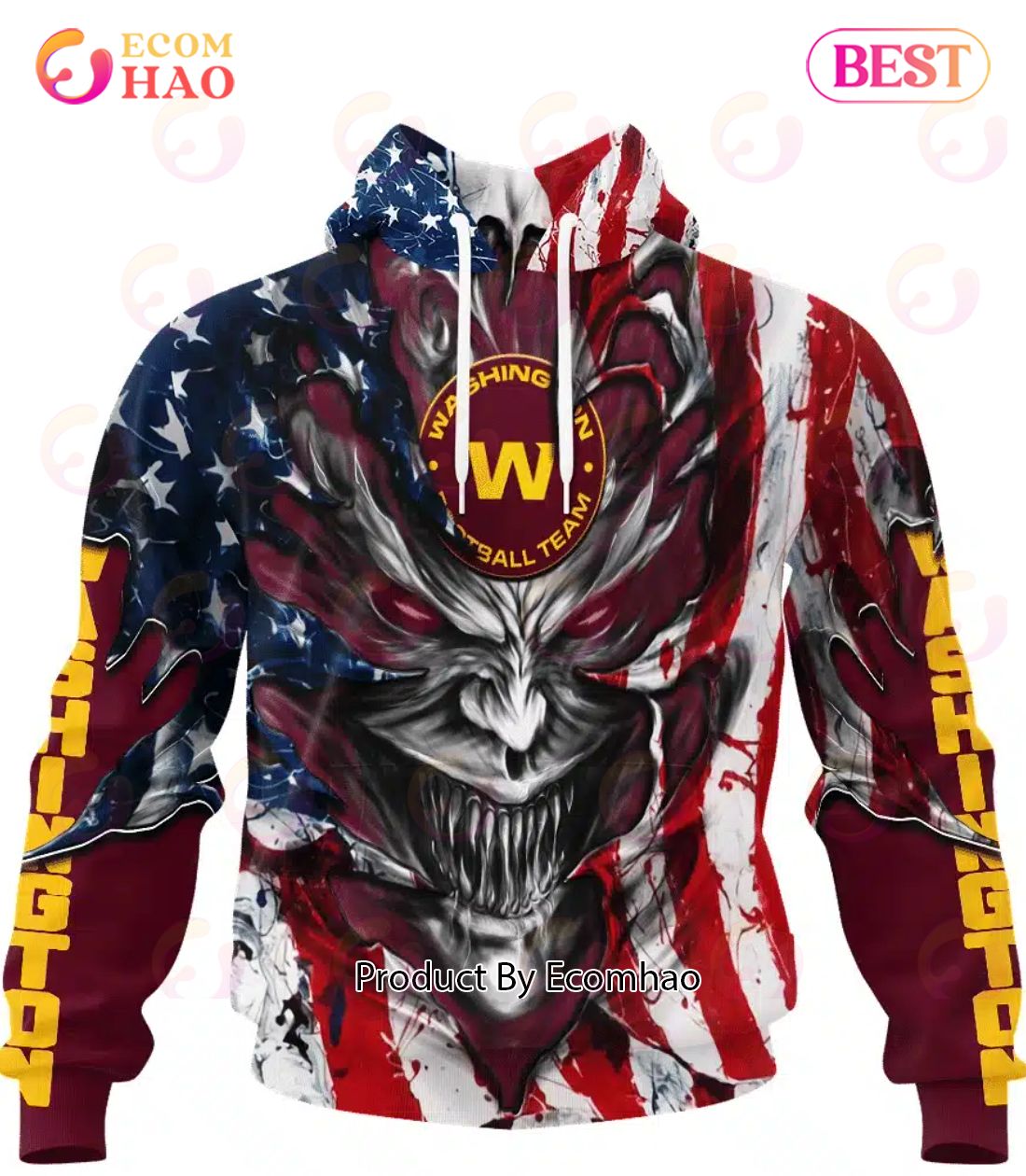 Washington Commanders Camouflage Pattern 3D Hoodie For Fans