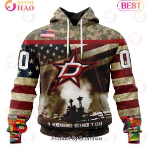 NHL Dallas Stars Specialized Unisex Kits Remember Pearl Harbor 3D Hoodie
