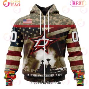 NHL Dallas Stars Specialized Unisex Kits Remember Pearl Harbor 3D Hoodie