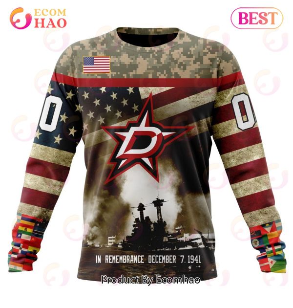 NHL Dallas Stars Specialized Unisex Kits Remember Pearl Harbor 3D Hoodie