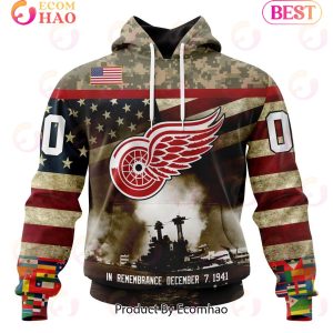 NHL Detroit Red Wings Specialized Unisex Kits Remember Pearl Harbor 3D Hoodie