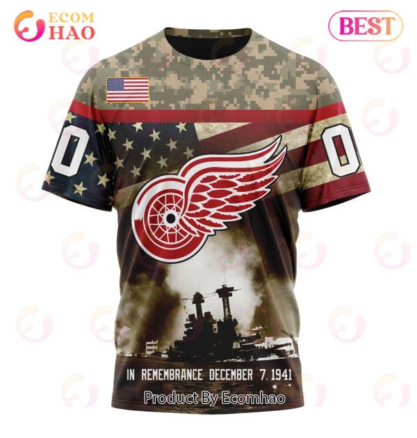 NHL Detroit Red Wings Specialized Unisex Kits Remember Pearl Harbor 3D Hoodie