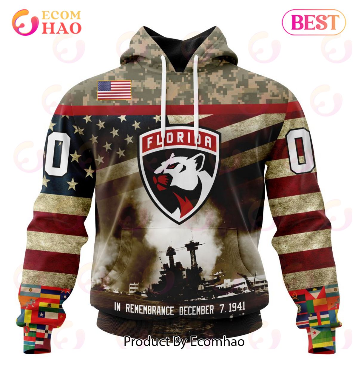 NHL Florida Panthers Specialized Unisex Kits Remember Pearl Harbor 3D Hoodie