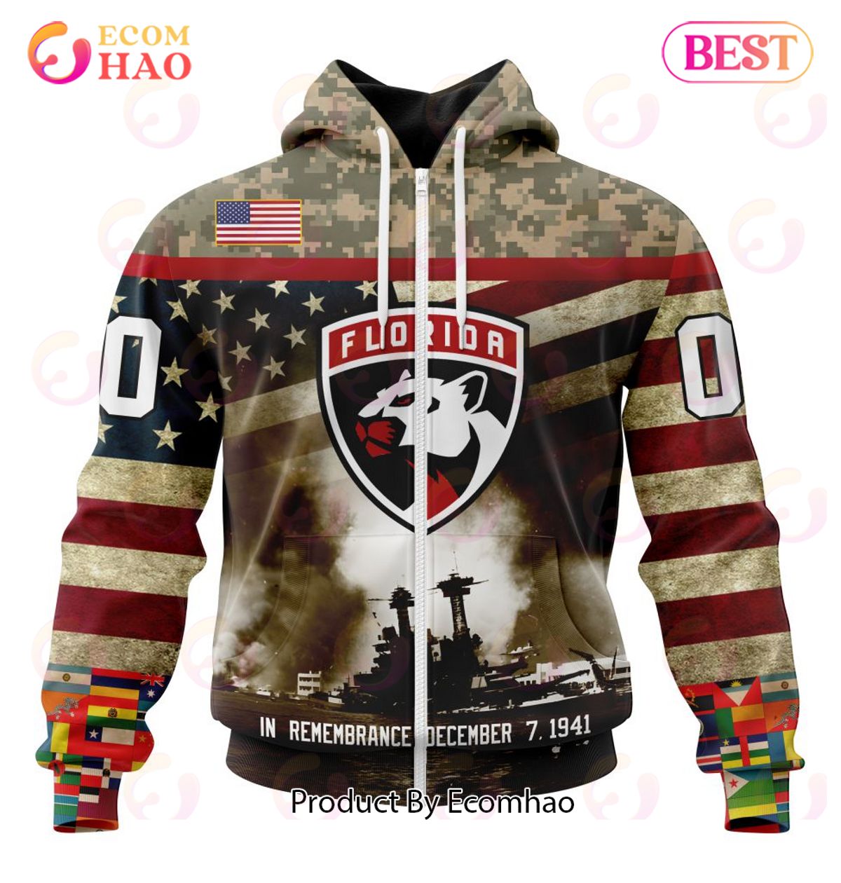 NHL Florida Panthers Specialized Unisex Kits Remember Pearl Harbor 3D Hoodie