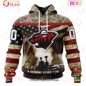 NHL Minnesota Wild Specialized Unisex Kits Remember Pearl Harbor 3D Hoodie