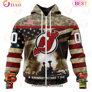NHL New Jersey Devils Specialized Unisex Kits Remember Pearl Harbor 3D Hoodie