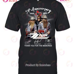54th Anniversary 1969 – 2023 ZZ Top Thank You For The Memories T-Shirt