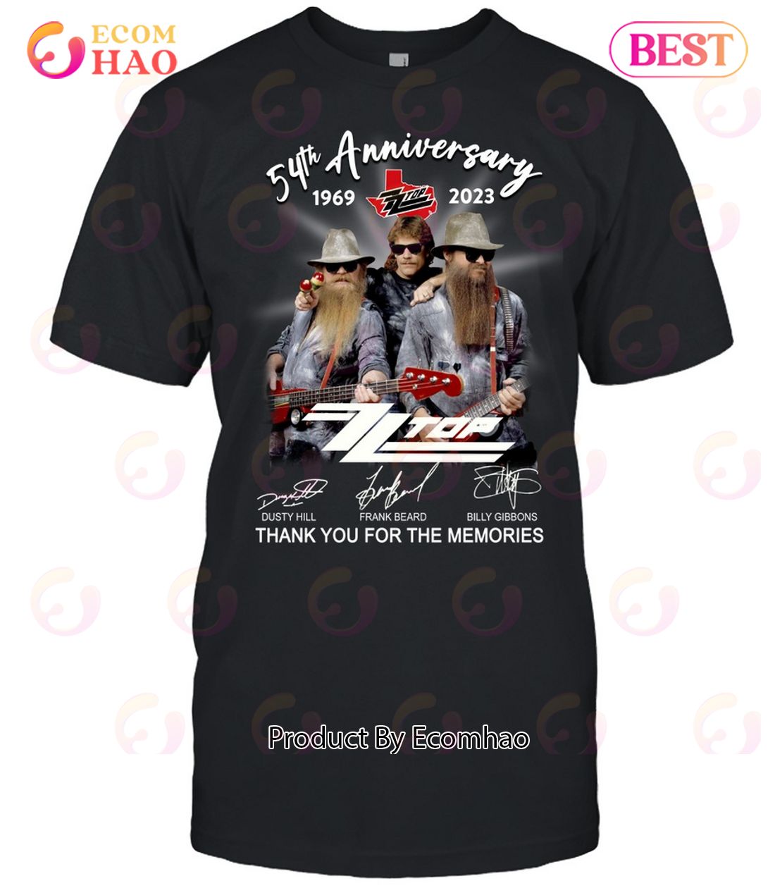 54th Anniversary 1969 – 2023 ZZ Top Thank You For The Memories T-Shirt