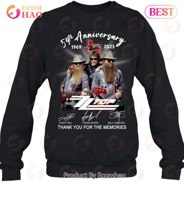 54th Anniversary 1969 – 2023 ZZ Top Thank You For The Memories T-Shirt