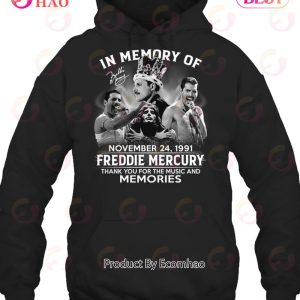 In Memory Of November 24, 1991 Freddie Mercury Thank You For The Music And Memories T-Shirt