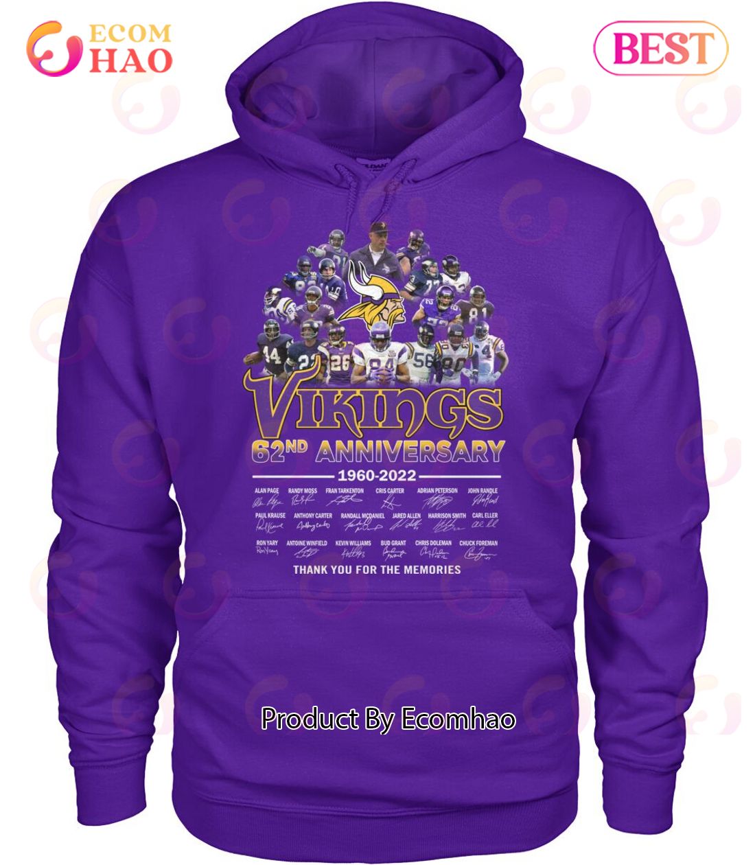 Vikings 62nd Anniversary 1960 – 2022 Thank You For The Memories T-Shirt