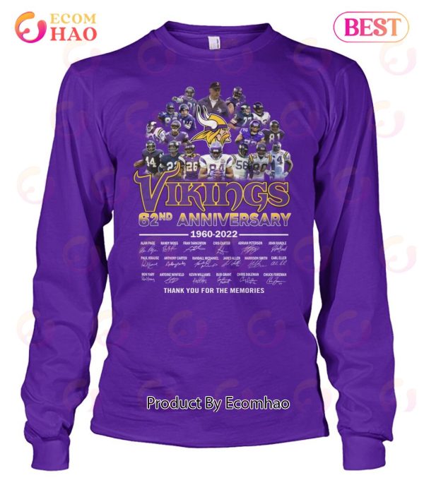 The Vikings 60Th Anniversary 1960-2020 Thank You For The Memories T-Shirt -  TeeNavi