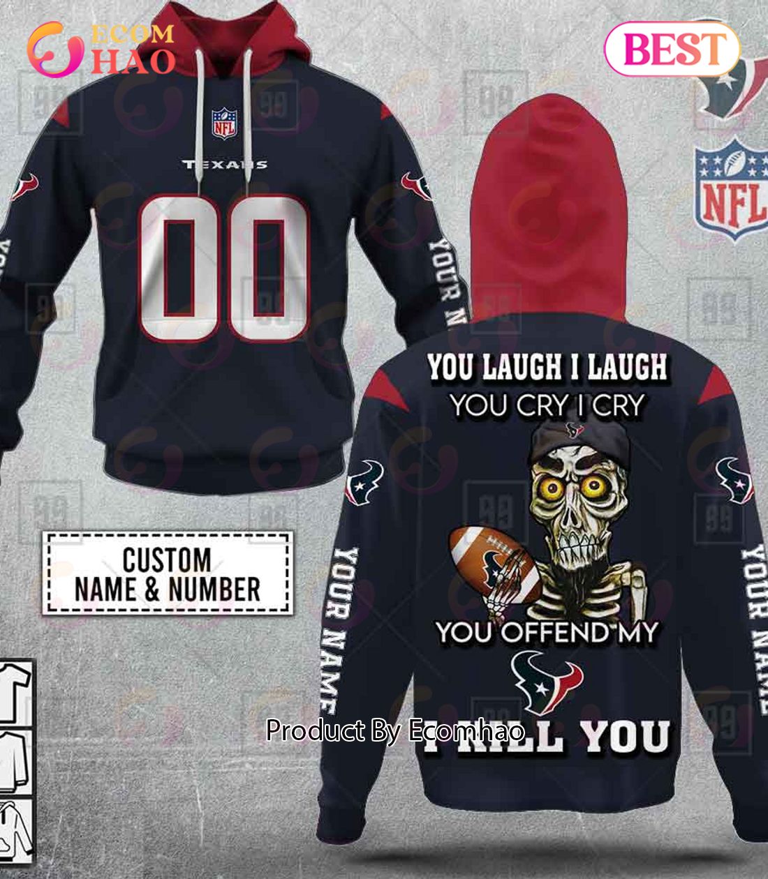 Personalized NFL Los Angeles Chargers You Laugh I Laugh Jersey 3D Hoodie