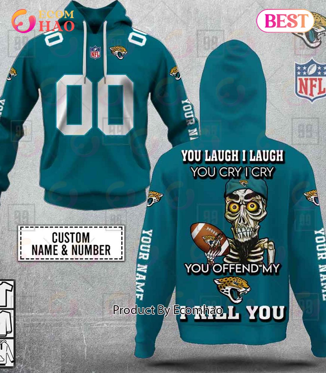 Personalized NFL Los Angeles Chargers You Laugh I Laugh Jersey 3D Hoodie