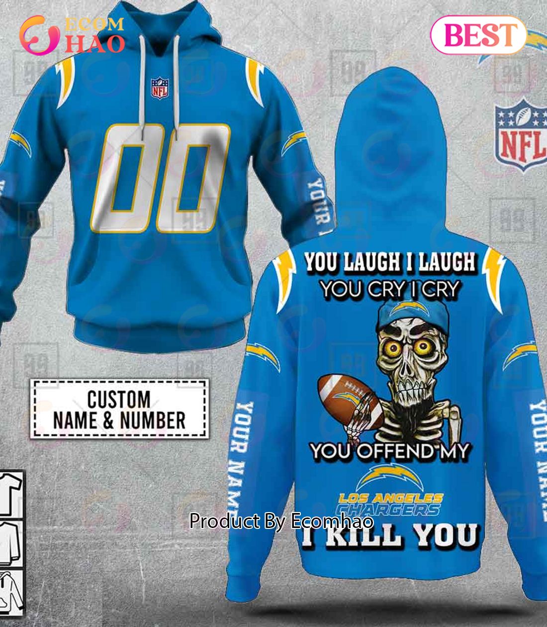 Personalized NFL Indianapolis Colts You Laugh I Laugh Jersey 3D Hoodie