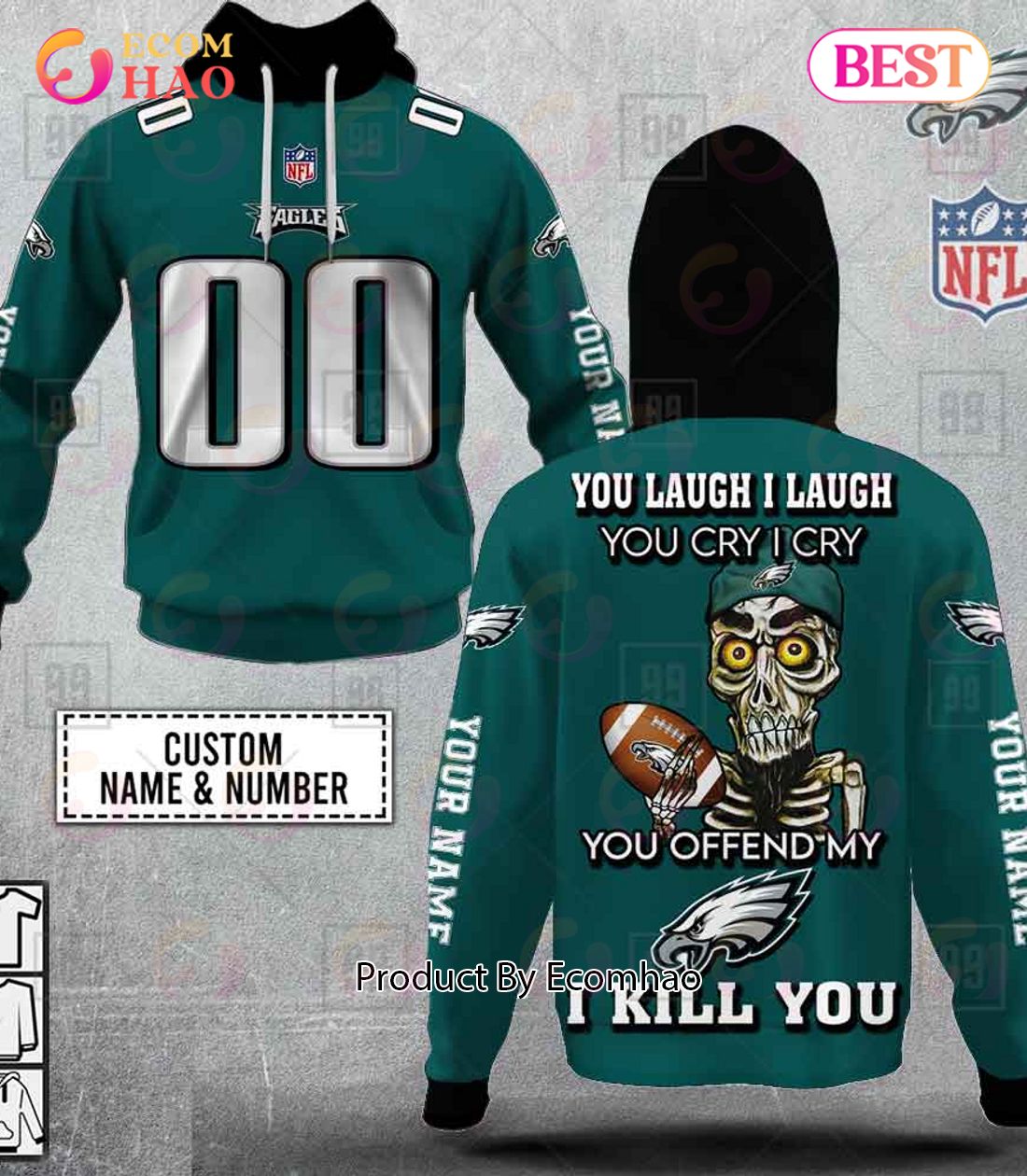 NFL Philadelphia Eagles Camo US 3D Hoodie - Ecomhao Store