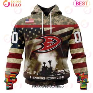 NHL Anaheim Ducks Specialized Unisex Kits Remember Pearl Harbor 3D Hoodie