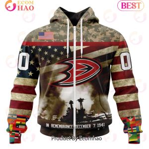 NHL Anaheim Ducks Specialized Unisex Kits Remember Pearl Harbor 3D Hoodie