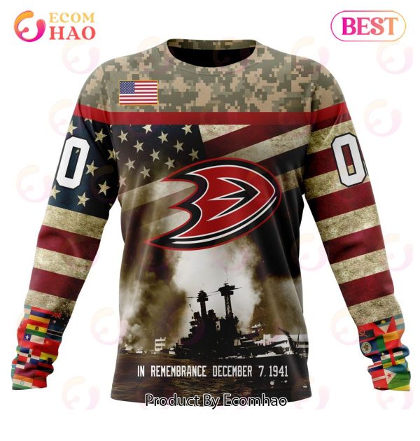 NHL Anaheim Ducks Specialized Unisex Kits Remember Pearl Harbor 3D Hoodie