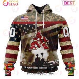 NHL Arizona Coyotes Specialized Unisex Kits Remember Pearl Harbor 3D Hoodie