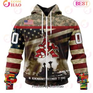 NHL Arizona Coyotes Specialized Unisex Kits Remember Pearl Harbor 3D Hoodie