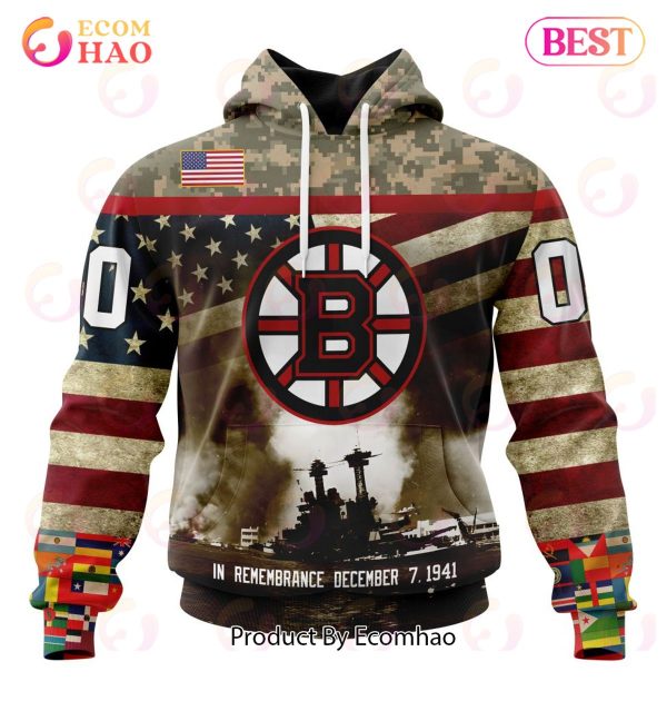 NHL Boston Bruins Specialized Unisex Kits Remember Pearl Harbor 3D Hoodie