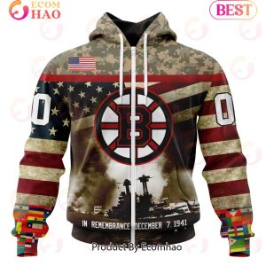 NHL Boston Bruins Specialized Unisex Kits Remember Pearl Harbor 3D Hoodie