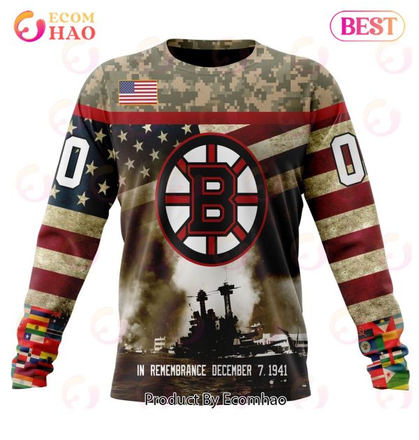 NHL Boston Bruins Specialized Unisex Kits Remember Pearl Harbor 3D Hoodie