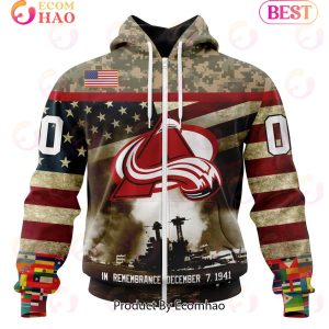 NHL Colorado Avalanche Specialized Unisex Kits Remember Pearl Harbor 3D Hoodie