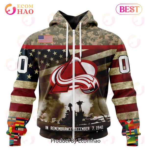 NHL Colorado Avalanche Specialized Unisex Kits Remember Pearl Harbor 3D Hoodie