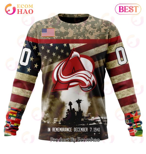 NHL Colorado Avalanche Specialized Unisex Kits Remember Pearl Harbor 3D Hoodie