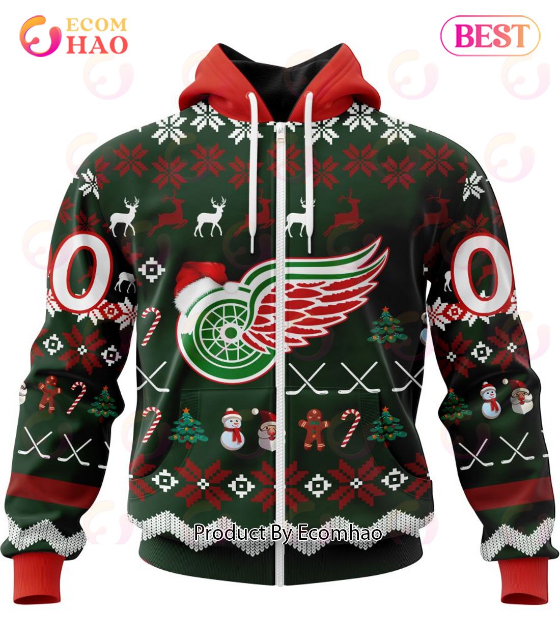 NHL Detroit Red Wings Specialized Christmas Design Gift For Fans 3D Hoodie