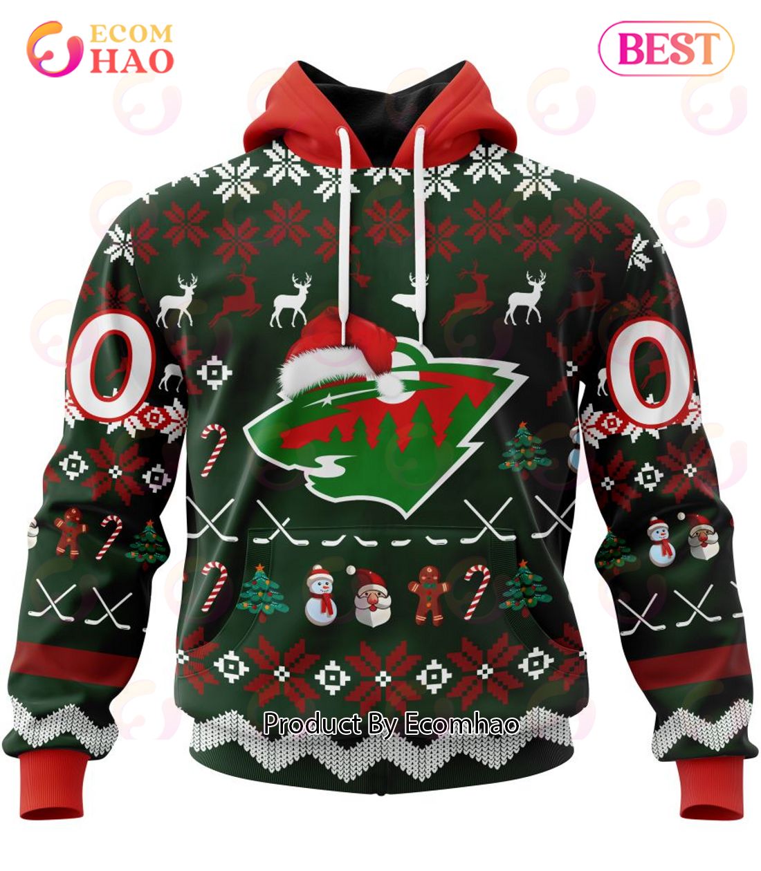 NHL Minnesota Wild Specialized Christmas Design Gift For Fans 3D Hoodie