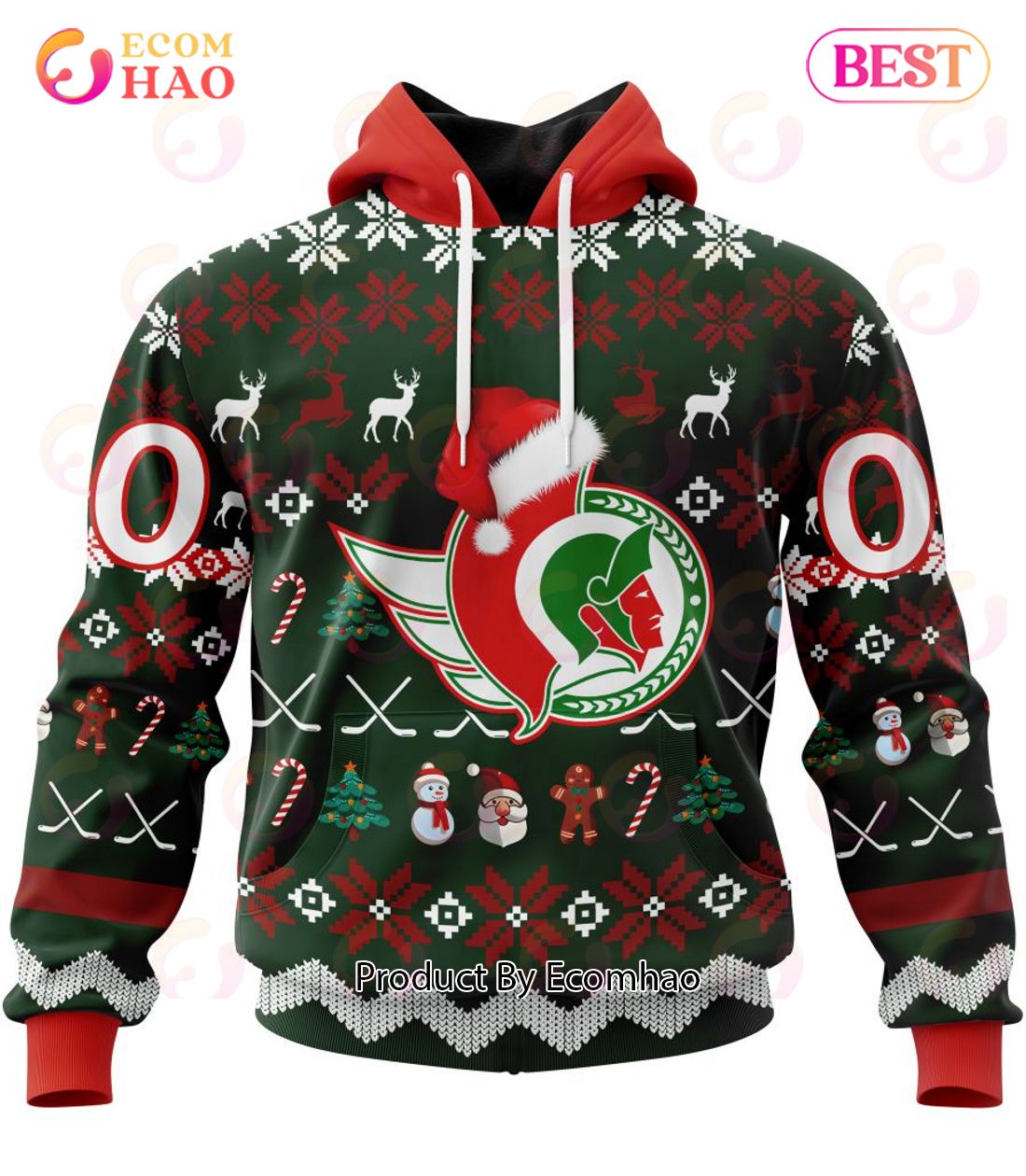 NHL Ottawa Senators Specialized Christmas Design Gift For Fans 3D Hoodie