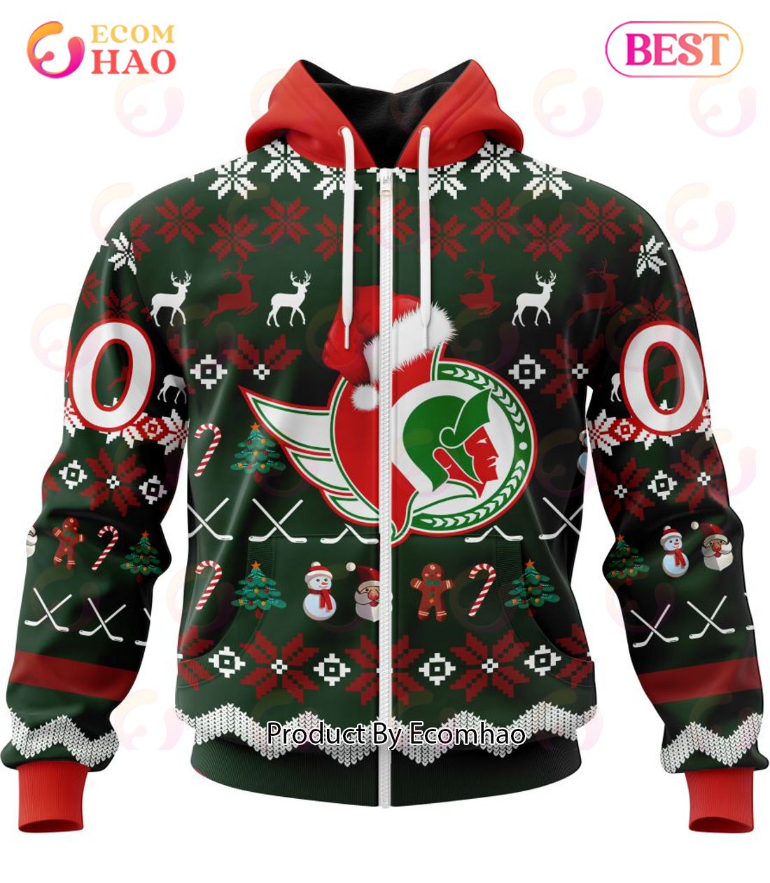 NHL Ottawa Senators Specialized Christmas Design Gift For Fans 3D Hoodie