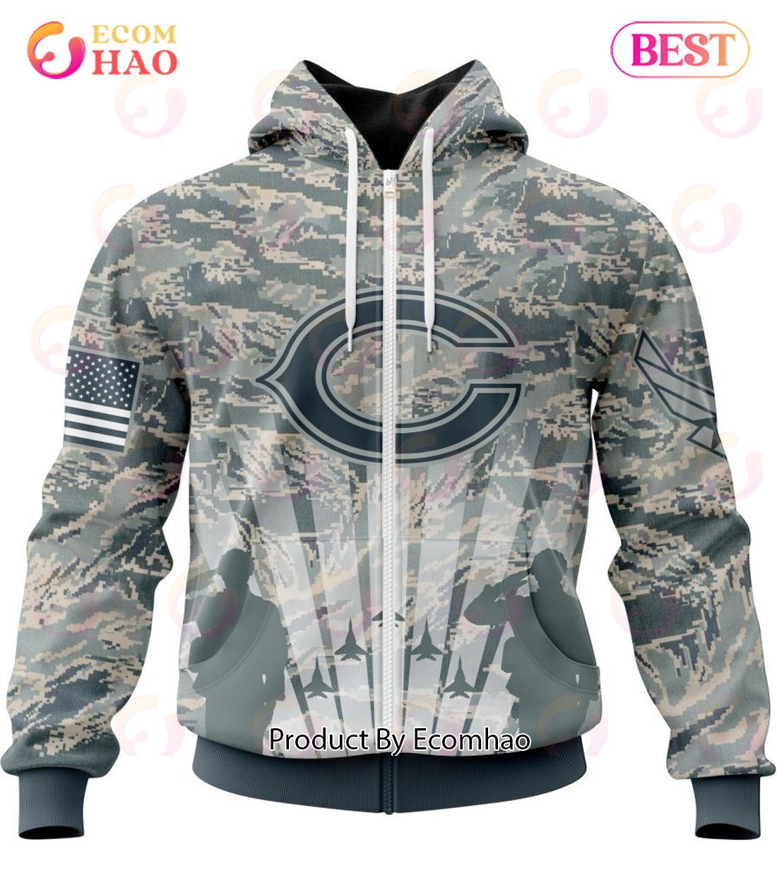 NFL Chicago Bears Honor US Air Force Veterans 3D Hoodie