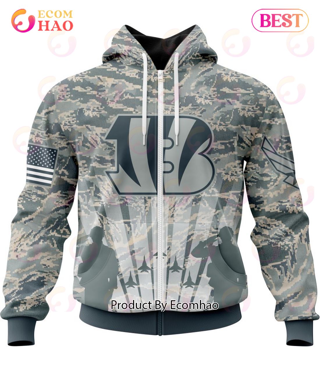 NFL Cincinnati Bengals Honor US Air Force Veterans 3D Hoodie