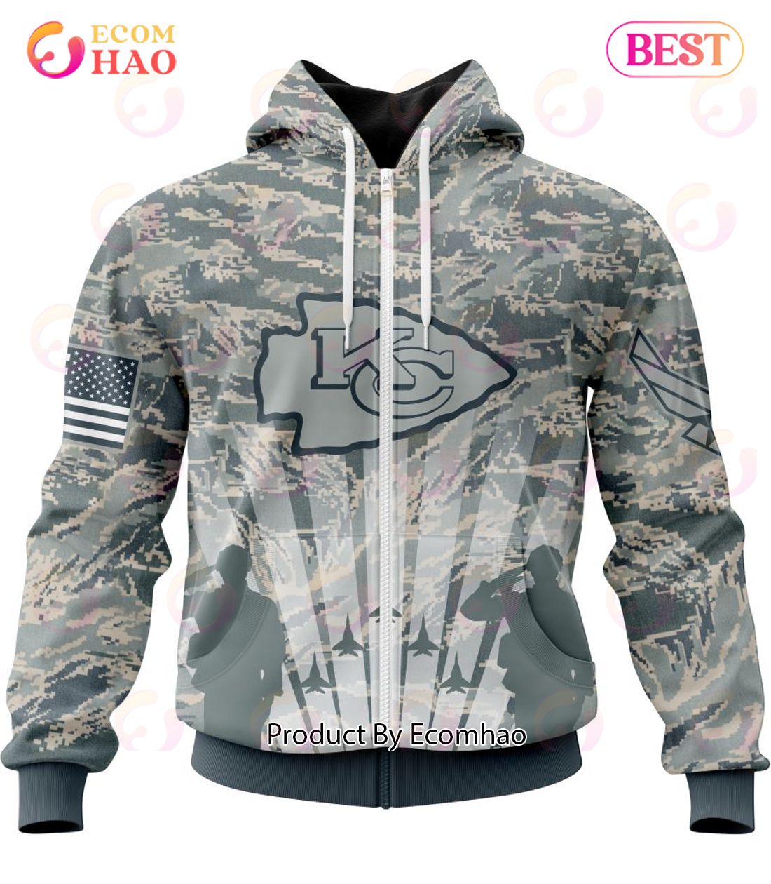 NFL Kansas City Chiefs Honor US Air Force Veterans 3D Hoodie - Ecomhao Store