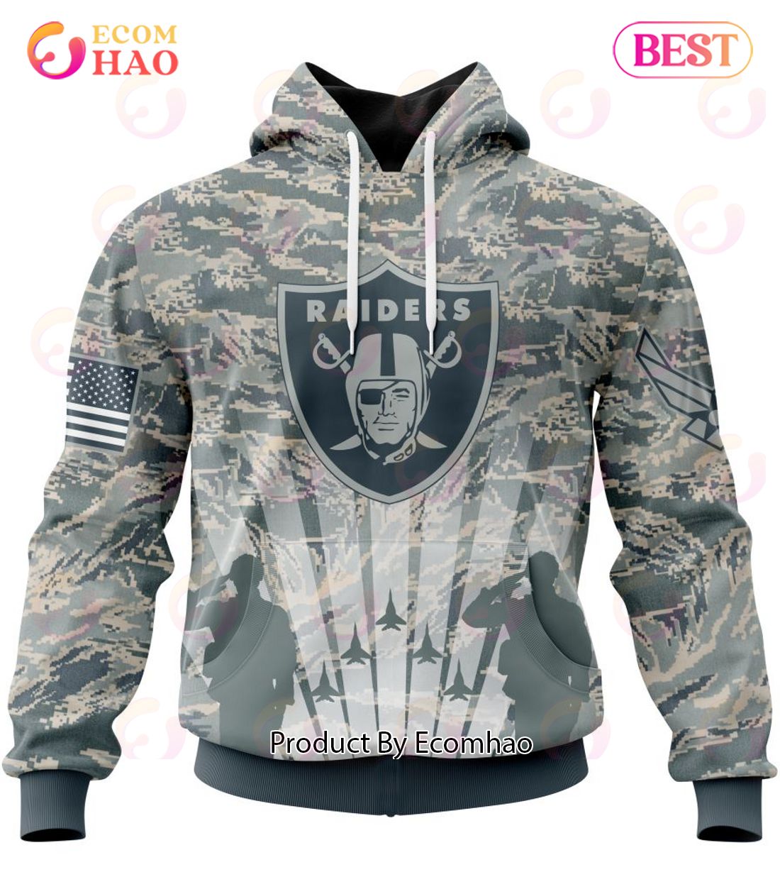 NFL Las Vegas Raiders Honor US Air Force Veterans 3D Hoodie