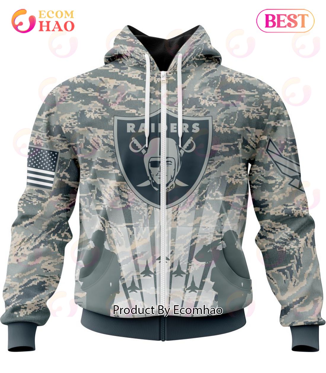 NFL Las Vegas Raiders Honor US Air Force Veterans 3D Hoodie