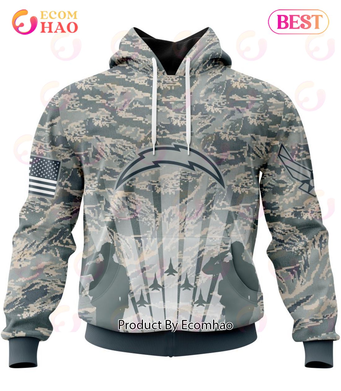 NFL Los Angeles Chargers Honor US Air Force Veterans 3D Hoodie