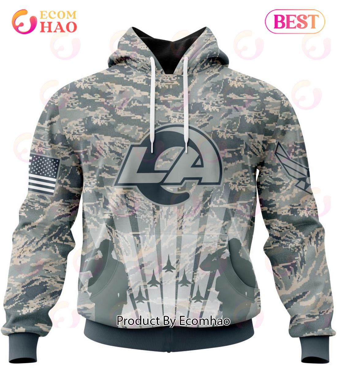 NFL Los Angeles Rams Honor US Air Force Veterans 3D Hoodie