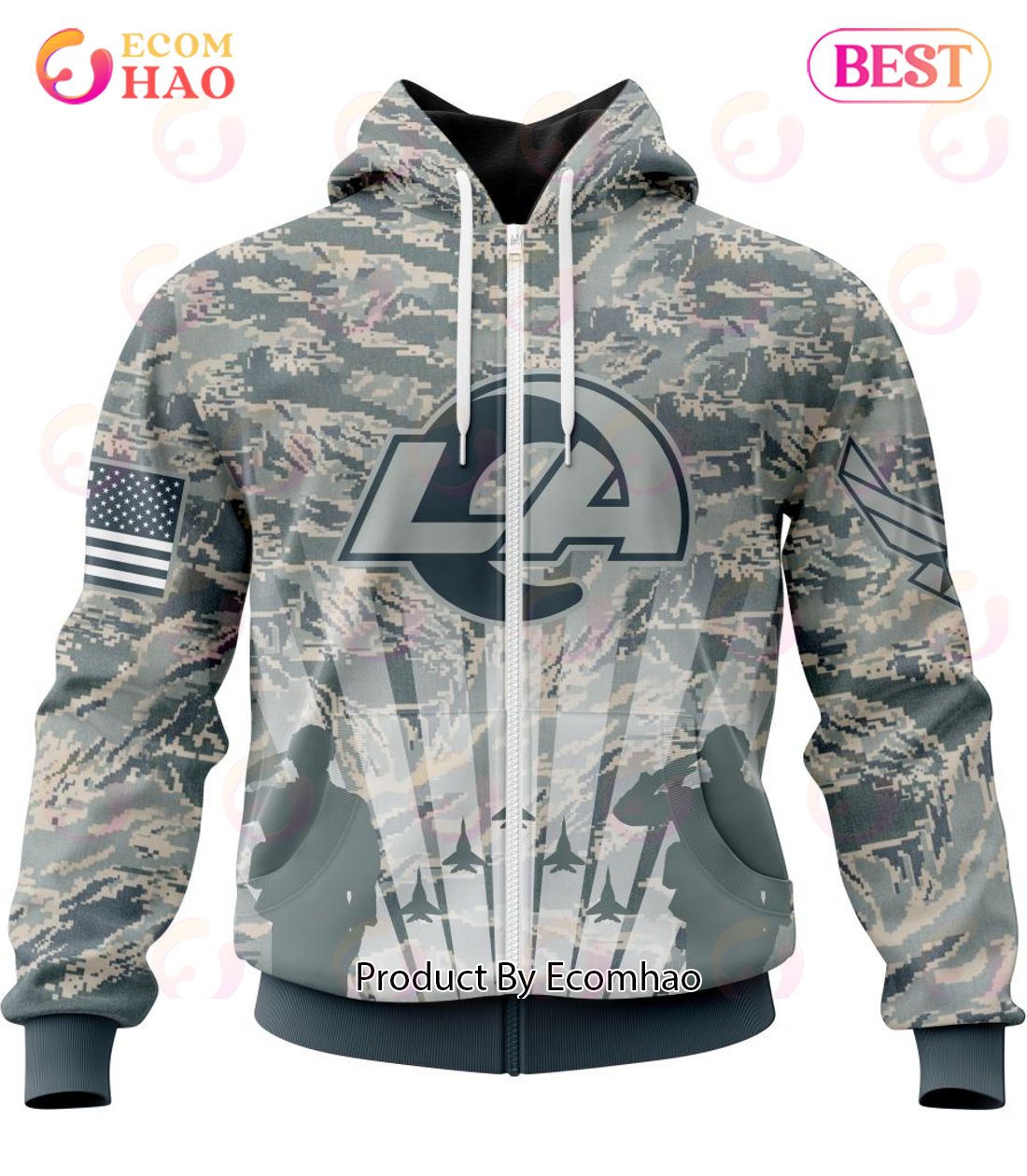 NFL Los Angeles Rams Honor US Air Force Veterans 3D Hoodie