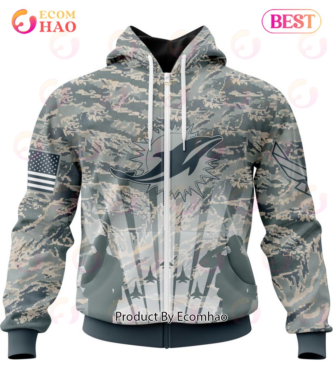 NFL Miami Dolphins Honor US Air Force Veterans 3D Hoodie