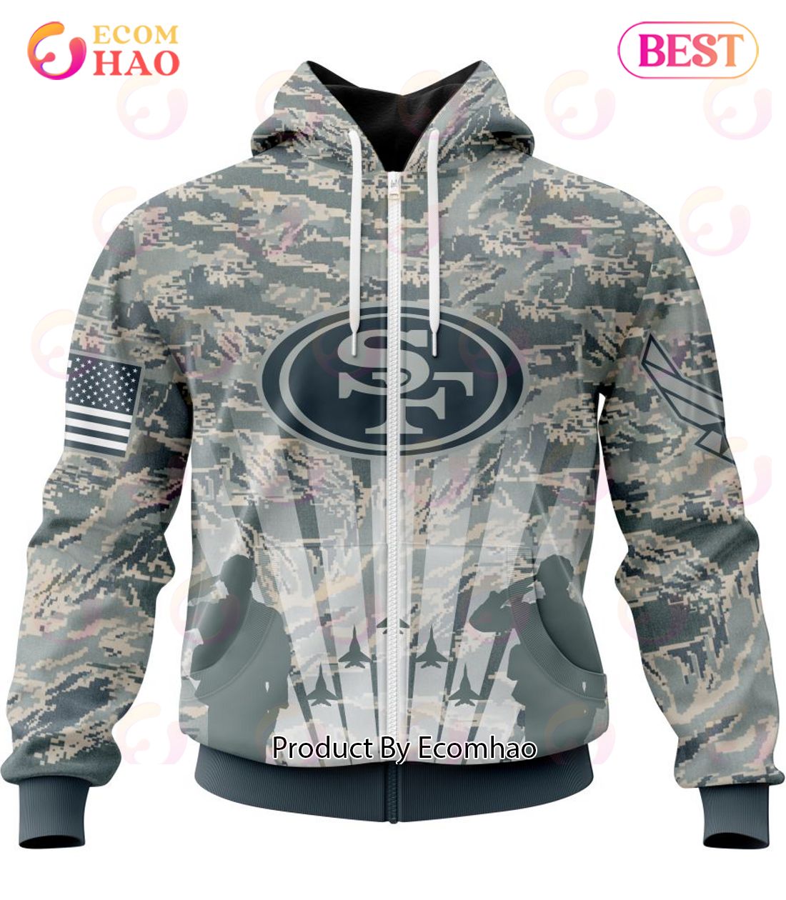 NFL San Francisco 49ers Honor US Air Force Veterans 3D Hoodie