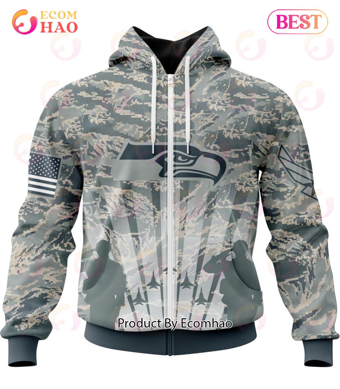 NFL Seattle Seahawks Honor US Air Force Veterans 3D Hoodie