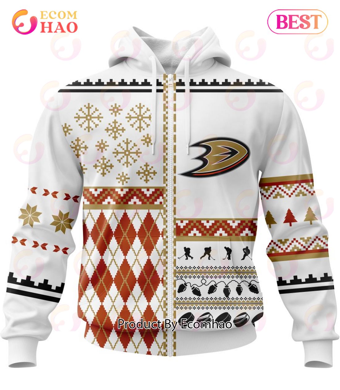 NHL Anaheim Ducks Specialized Unisex Kits With Christmas Concepts 3D Hoodie