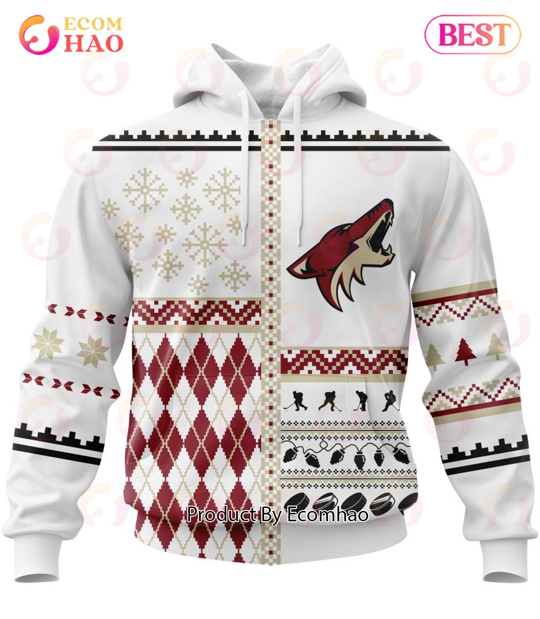 NHL Arizona Coyotes Specialized Unisex Kits With Christmas Concepts 3D Hoodie